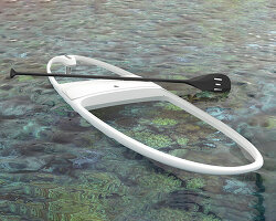 le standup by LOEVA is a transparent paddle board with a window to the sea