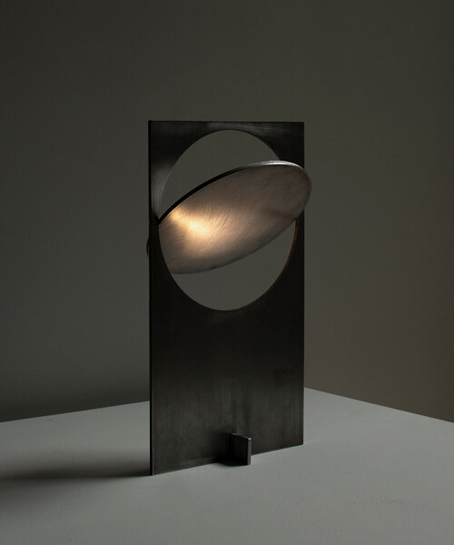 raw metal and pure geometry form manu bañó's OBJ-01 lamp
