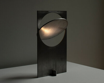 raw metal and pure geometry form manu bañó's OBJ-01 lamp