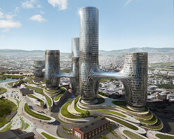 OF. studio + degree zero architects propose 10 tube-shaped towers for thessaloniki