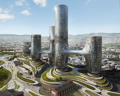 OF. studio + degree zero architects propose 10 tube-shaped towers for thessaloniki