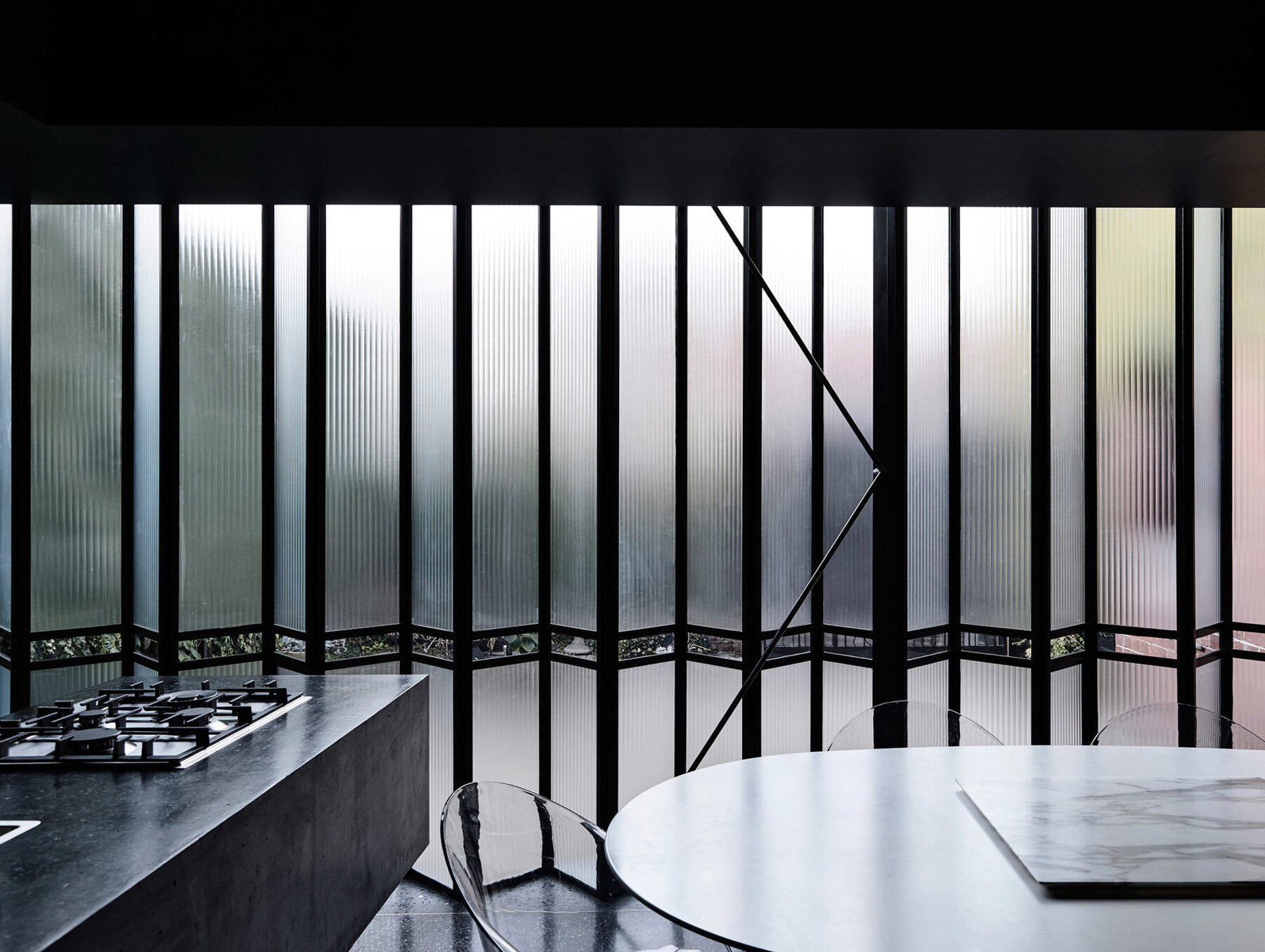 robert simeoni architects inserts pleated glass windows to powell street house in australia