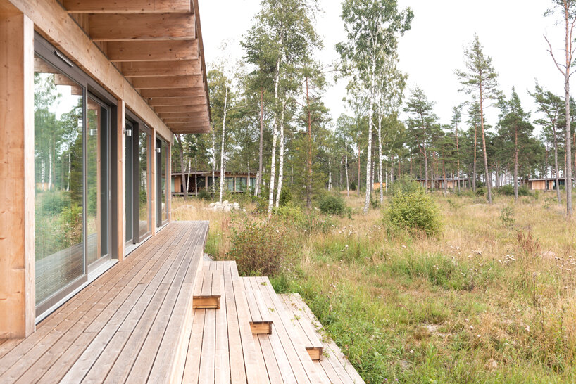 scott rasmusson källander builds five timber houses on a swedish island designboom