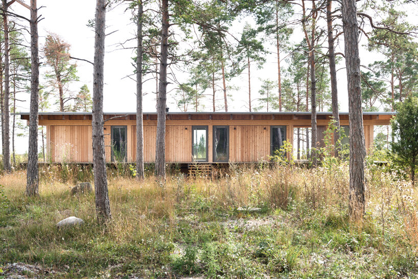 scott rasmusson källander builds five timber houses on a swedish island designboom
