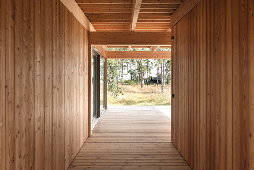 scott rasmusson källander builds five timber houses on a swedish island designboom
