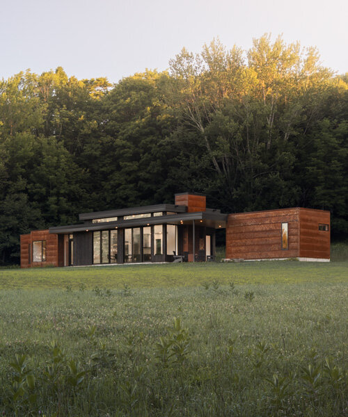 studio MM architect clads 'bully hill house' in corten steel + black-stained pine in NY