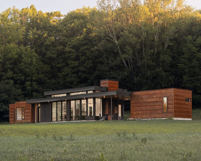 studio MM architect clads 'bully hill house' in corten steel + black-stained pine in NY