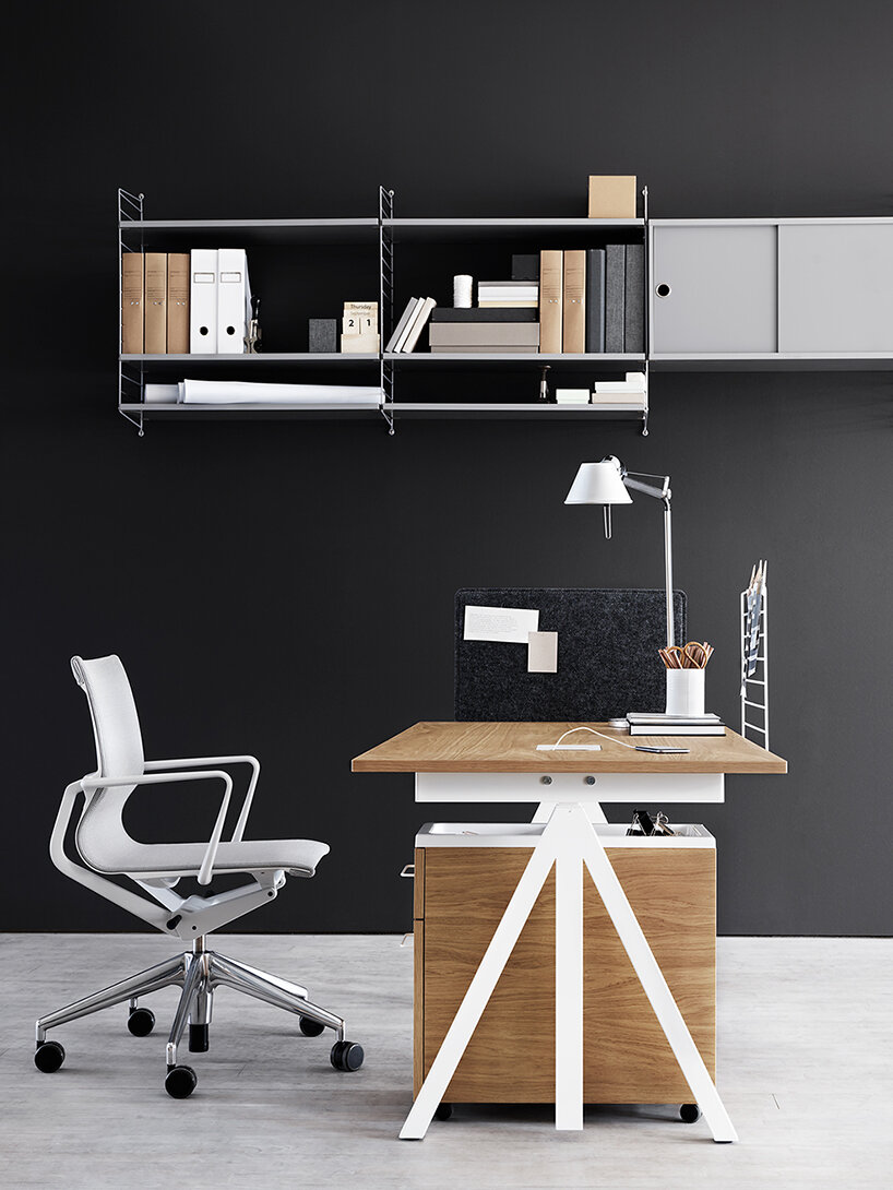 swedish icon string shelf tunes design to fit the flexible office