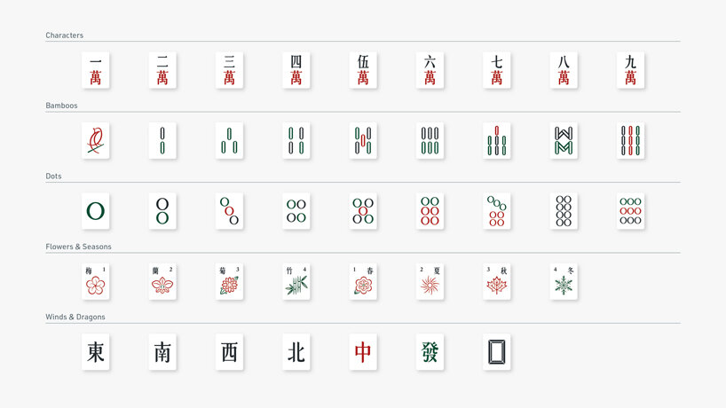 THE 90s LAB redesigns mahjong using simplified shapes and symbols