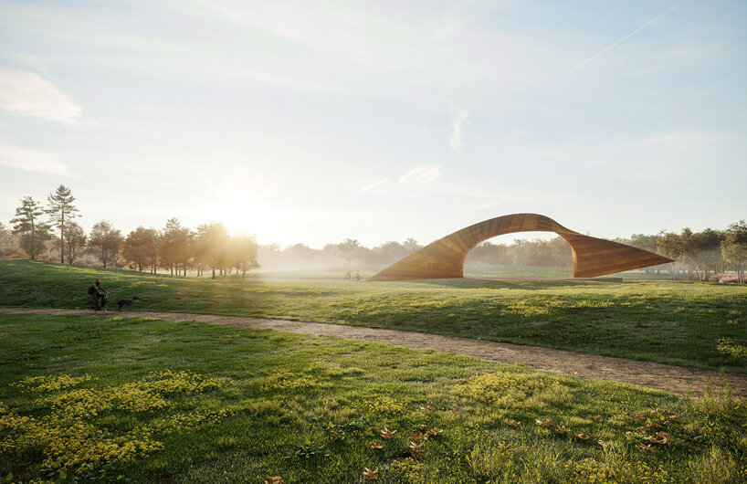 trahan architects + spackman mossop michaels plan corten steel pavilion for park in arkansas