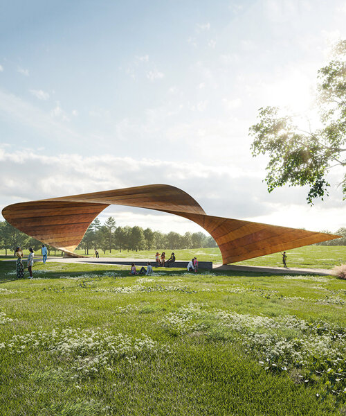 trahan architects + spackman mossop michaels plan corten steel pavilion for park in arkansas