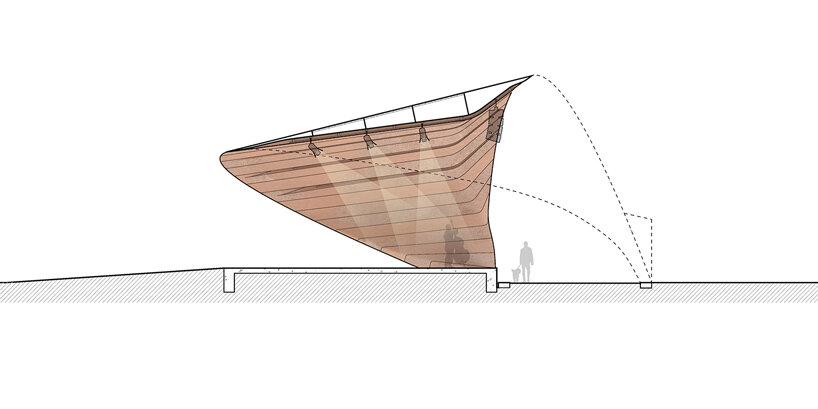 trahan architects + spackman mossop michaels plan corten steel pavilion for park in arkansas