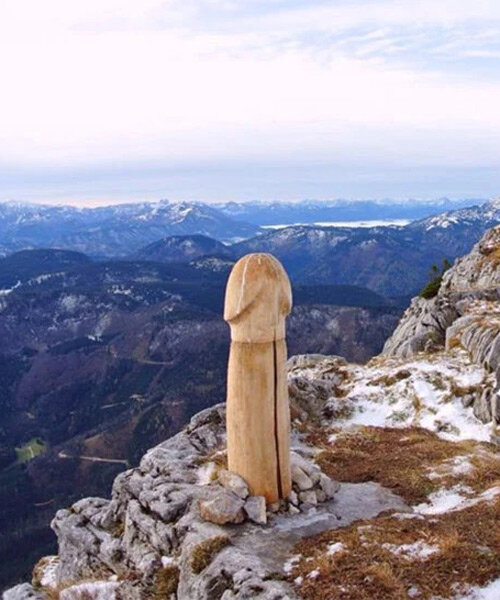 remember the mysterious wooden penis in the austrian alps? it's now a giant bear...