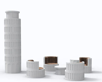 yongwook seong deconstructs the tower of pisa into stackable home furniture