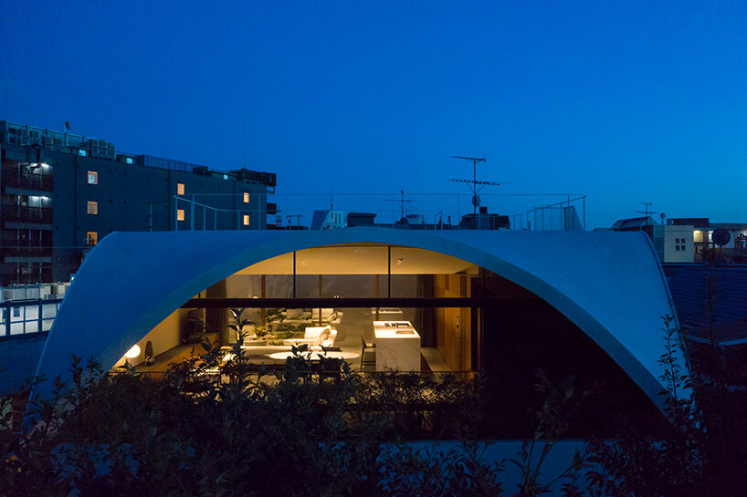 a 'sky cave' crowns this three-storey building in tokyo by IKAWAYA architects