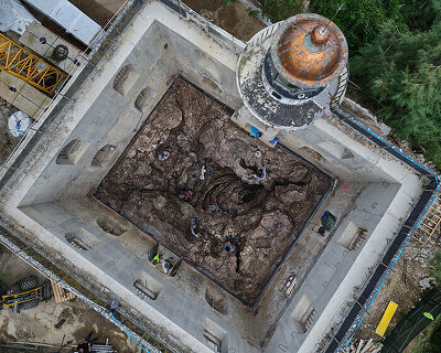 cristina iglesias infills remote island lighthouse with monumental bronze-cast forms