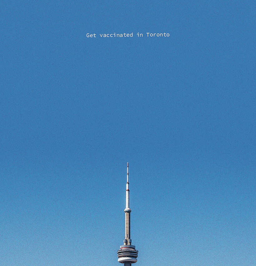 hugo suissas frames global landmarks as needles in 'vaccine towers' series