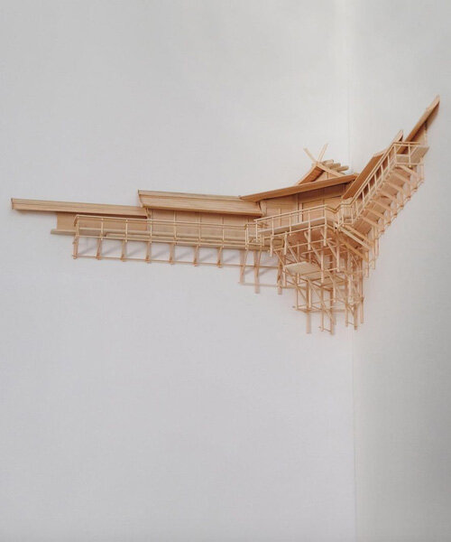 naohiko shimoda constructs detailed miniature 'kamidana' shrine for an inner corner