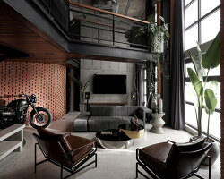 le house renovates penthouse in vietnam with brick, concrete + industrial aesthetics