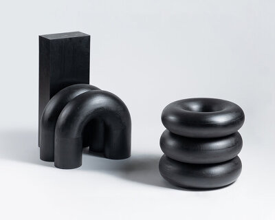 chaeyoung lee meticulously carves and ebonizes wood for 'time of action' furniture series