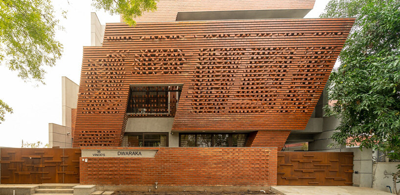 murali architects clads family residence in dynamic brick façade in india