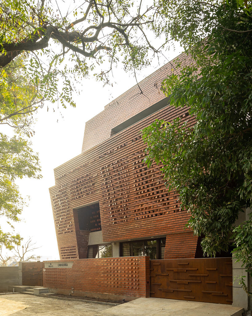 murali architects clads family residence in dynamic brick façade in india