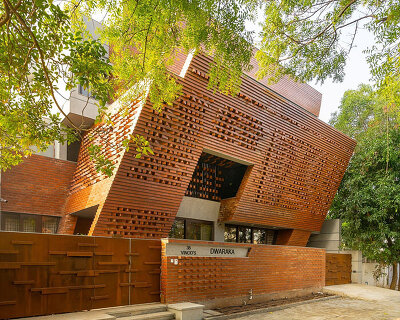 murali architects clads family residence in dynamic brick façade in india