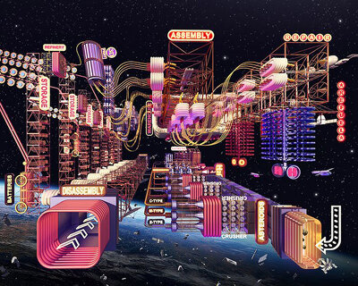 'node 1' is an imagined satellite recycling and manufacturing space station