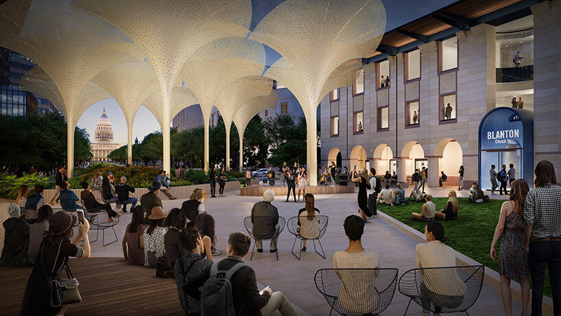 snøhetta to redesign the blanton museum's grounds in texas with petal-shaped structures