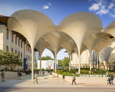 snøhetta to redesign the blanton museum's grounds in texas with petal-shaped structures