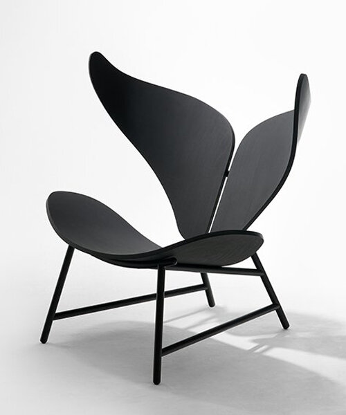whale chair by woocheol shin incorporates smooth curves found in nature