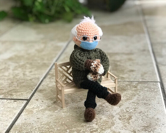 this bernie sanders crochet doll raised more than $40k for charity