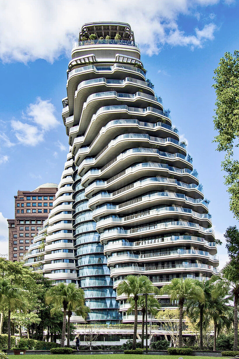 vincent callebaut's carbon-absorbing tower nears completion in taipei