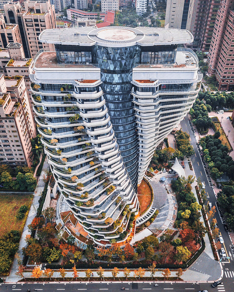 vincent callebaut's carbon-absorbing tower nears completion in taipei