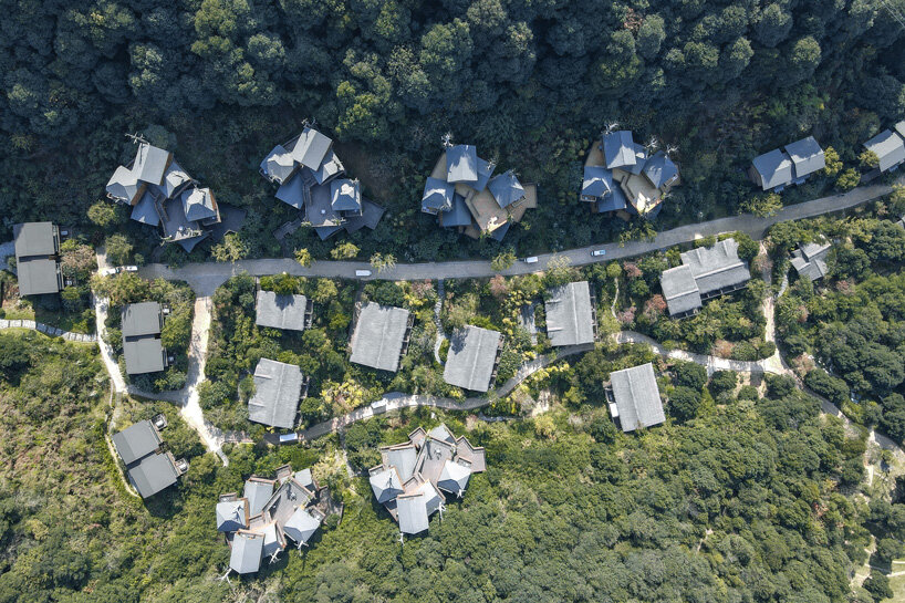 WH studio constructs cluster of treehouse cabins at senbo resort hangzhou in china