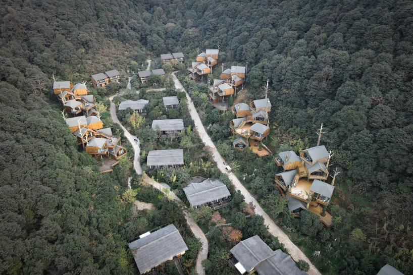 WH studio constructs cluster of treehouse cabins at senbo resort hangzhou in china
