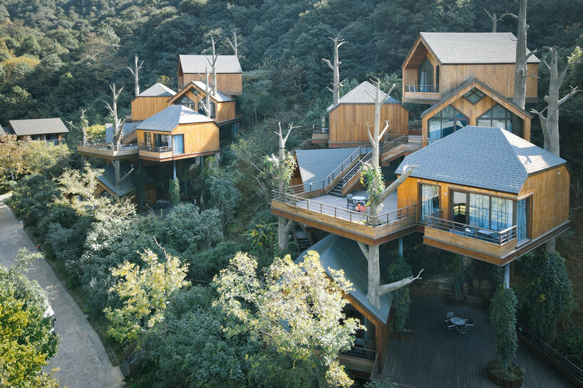 WH studio constructs cluster of treehouse cabins at senbo resort hangzhou in china
