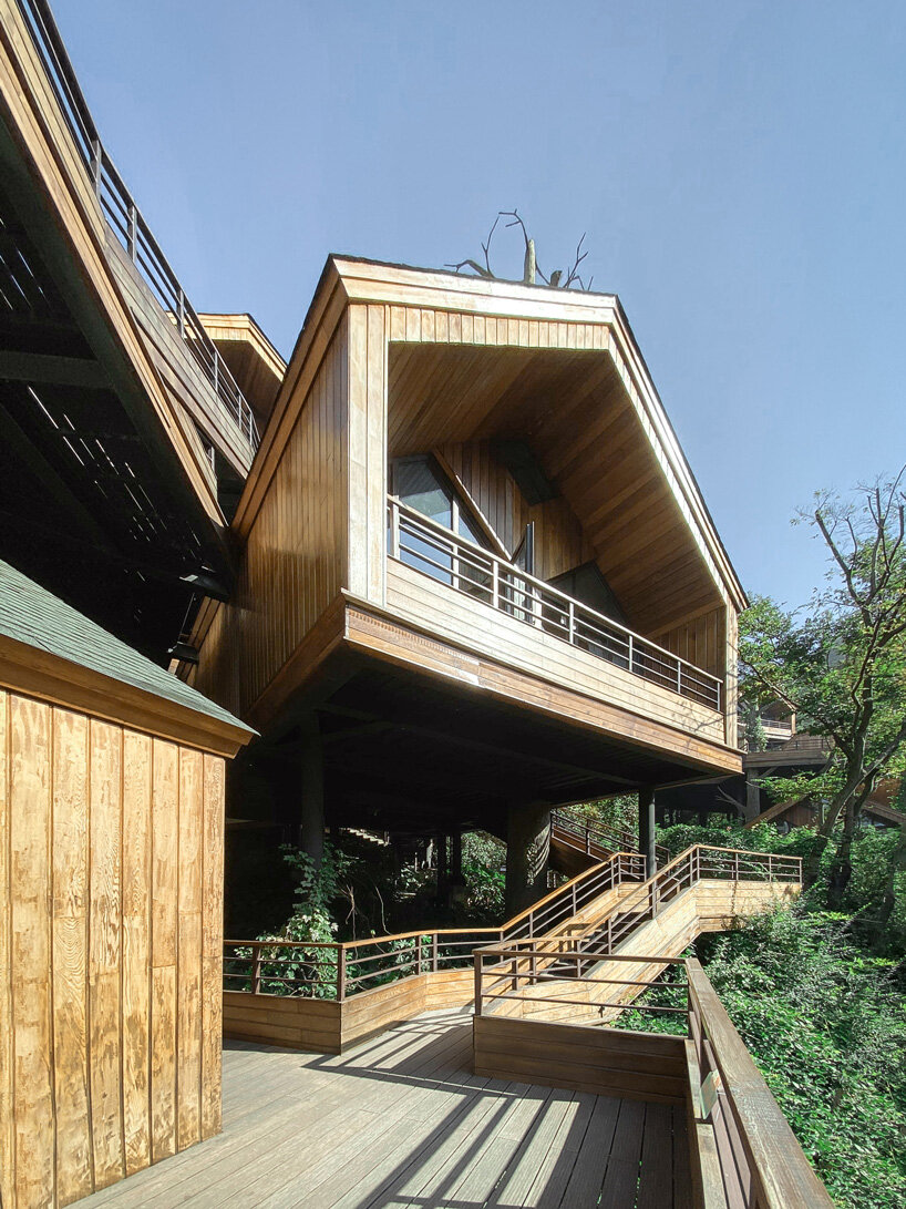 WH studio constructs cluster of treehouse cabins at senbo resort hangzhou in china