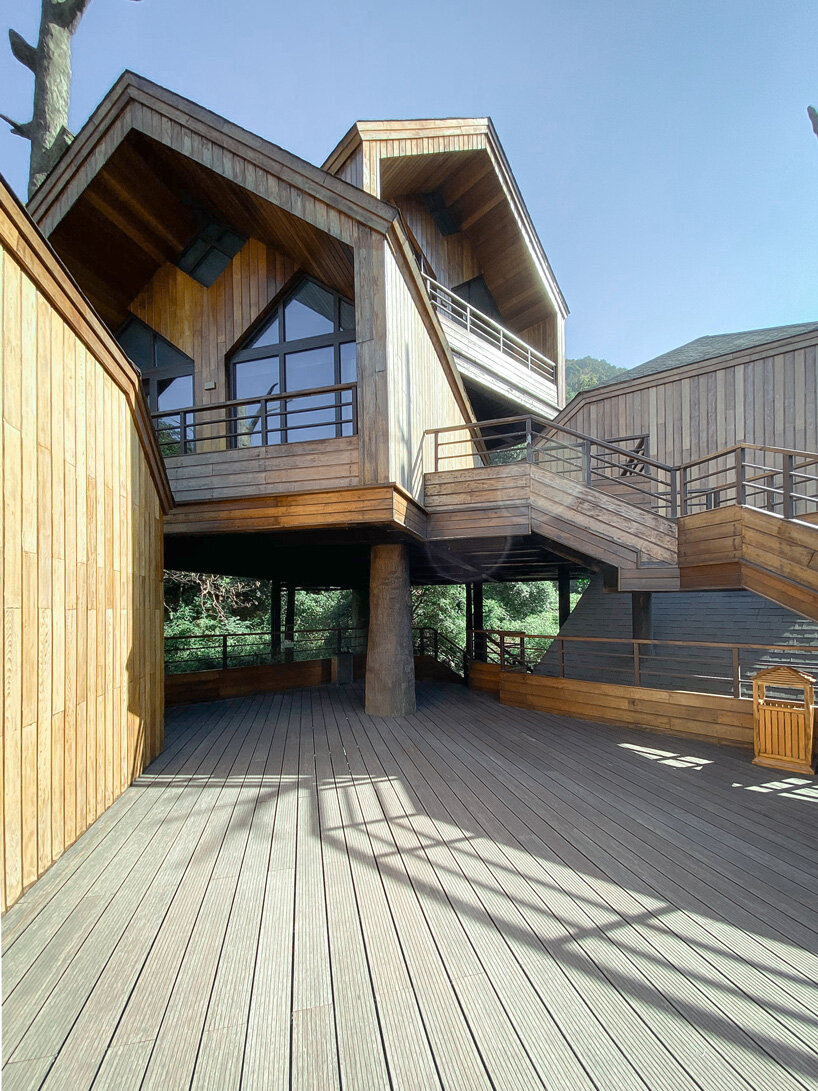 WH studio constructs cluster of treehouse cabins at senbo resort hangzhou in china