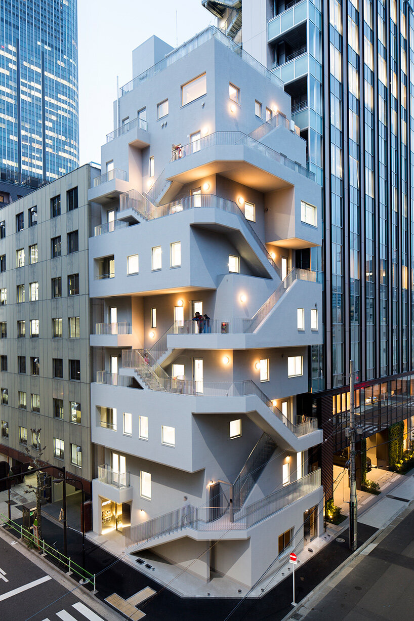 NIKKEN SEKKEI wraps façade of ARAKAWA office building in emergency staircases