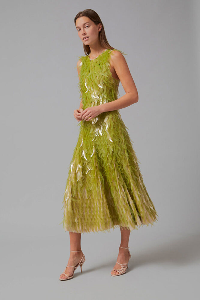 this dress has been crafted using algae-based sequins & carbon-neutral ...