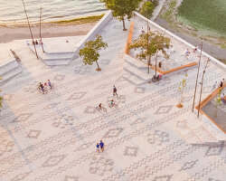 casanova + hernandez expresses traditional pattern of albanian carpets with granite tile work