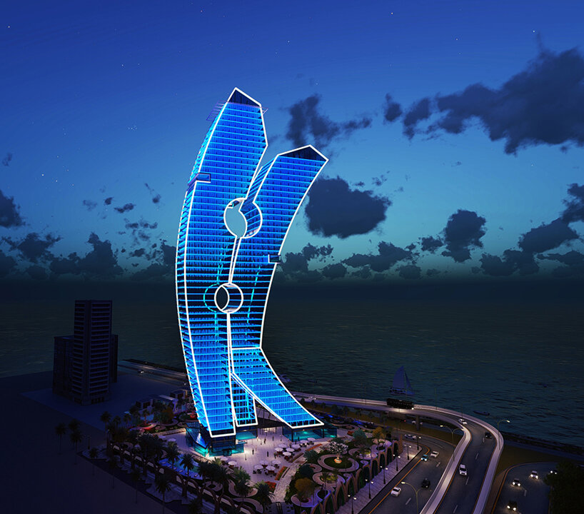 dubai's clothespin tower to be largest piece of art ever created