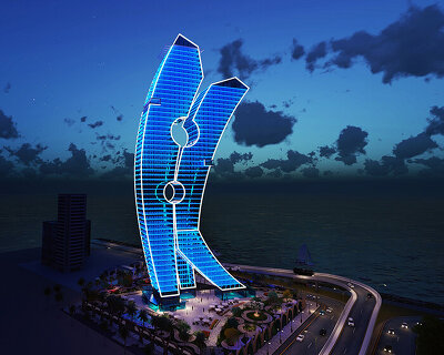 dubai's clothespin tower to be largest piece of art ever created