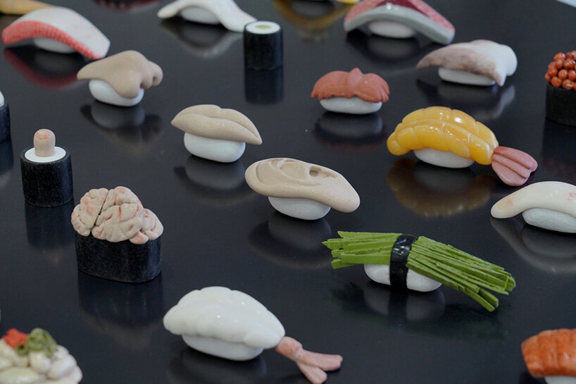 hama sculpts sushi from natural polished stones