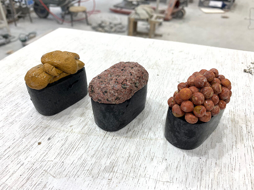 hama sculpts sushi from natural polished stones