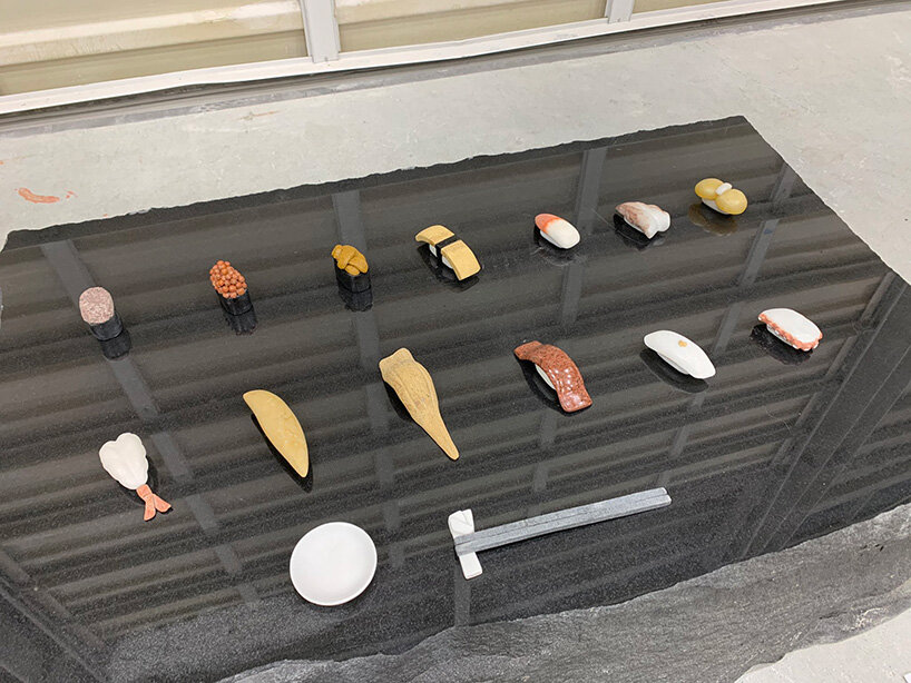 hama sculpts sushi from natural polished stones