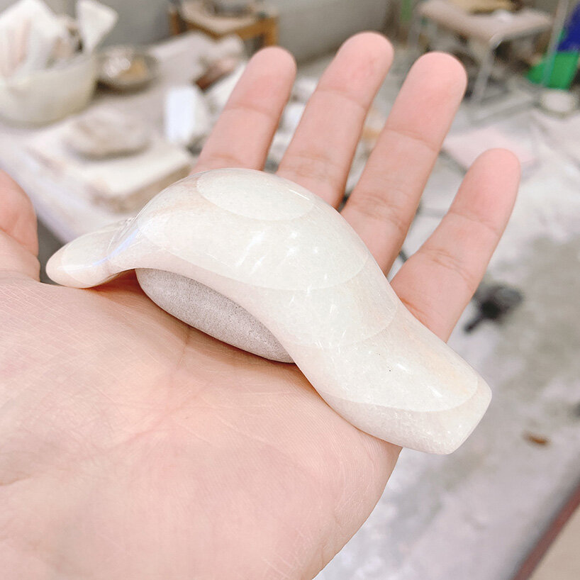 hama sculpts sushi from natural polished stones