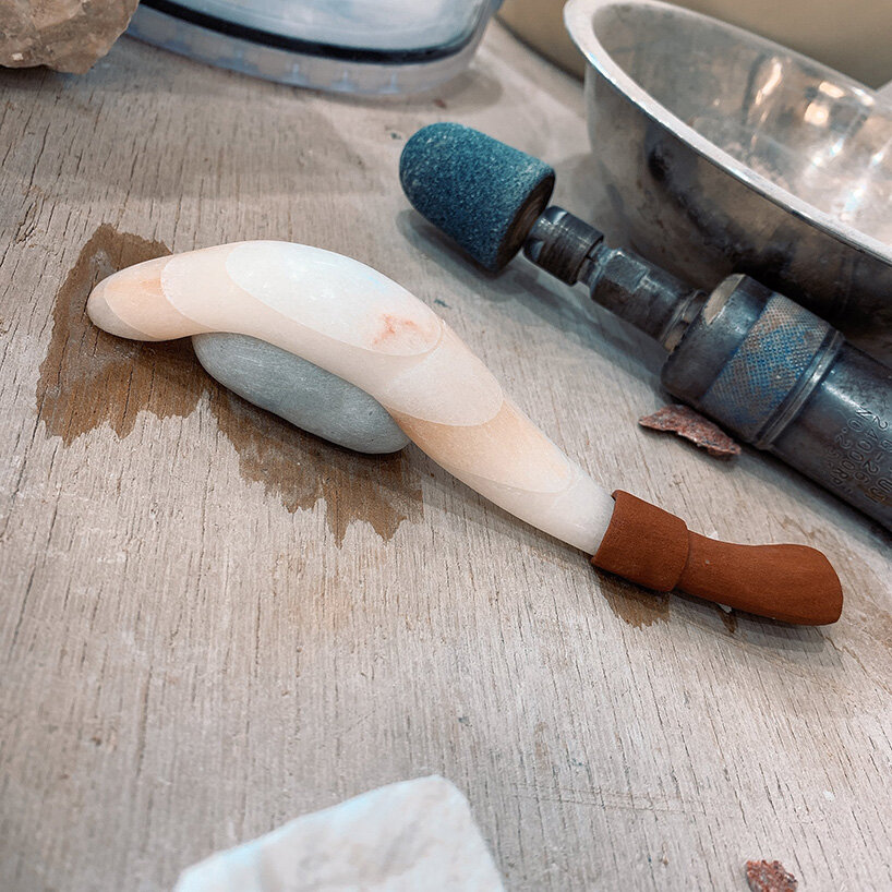 hama sculpts sushi from natural polished stones