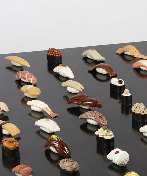 hama sculpts sushi from natural polished stones